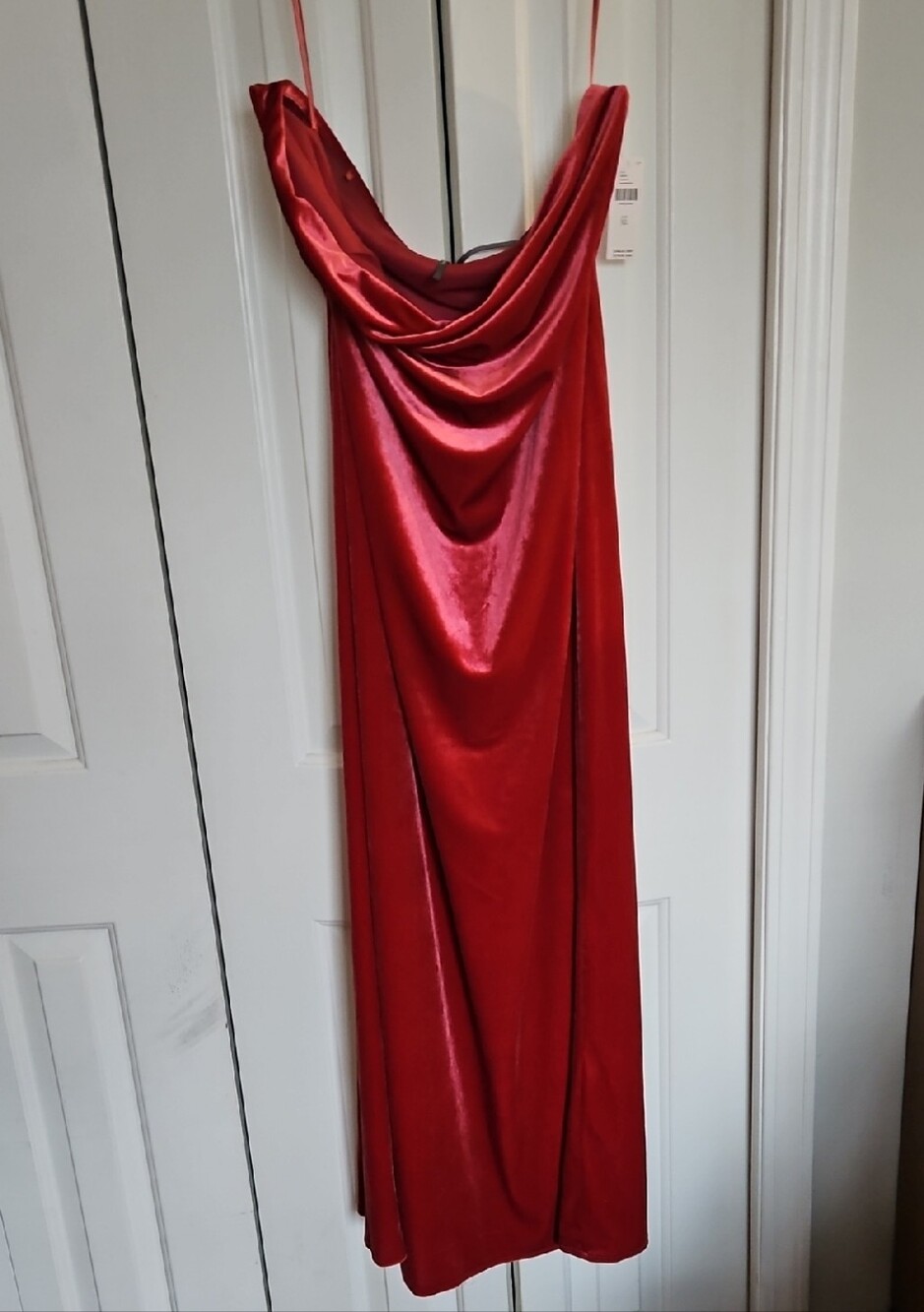 NWT Anthropologie Red Strapless Velvet Slip Dress